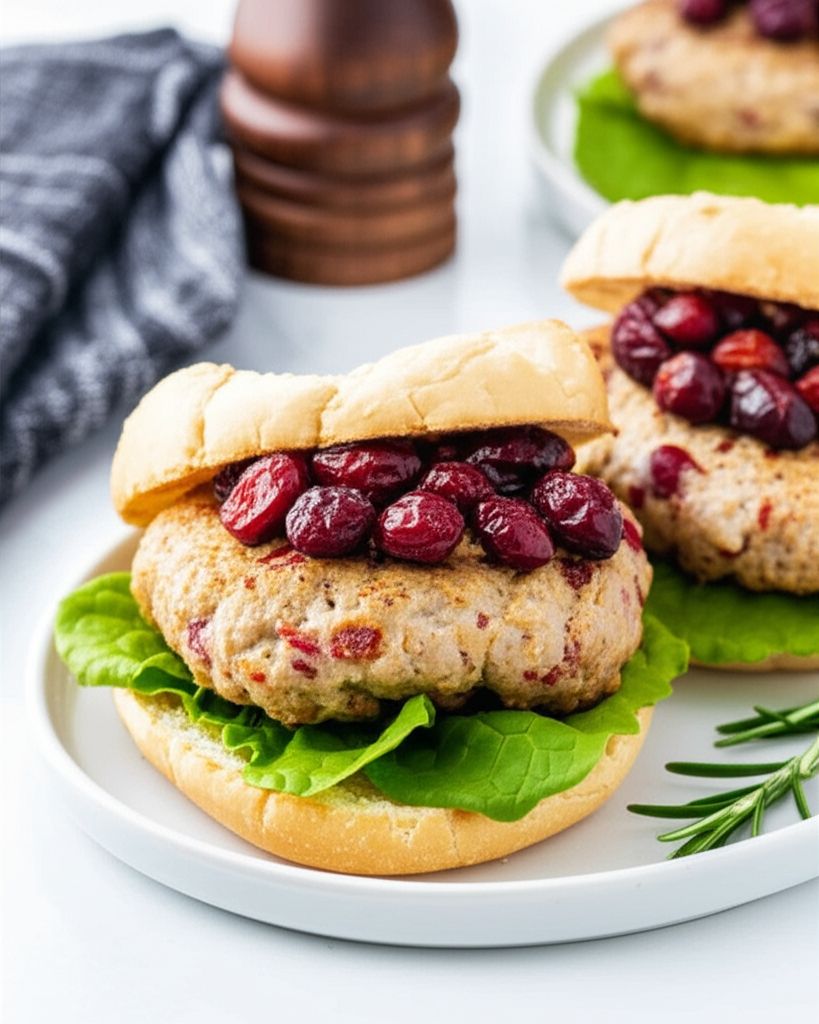Turkey Burgers with Brie, Cranberries, and Fresh Rosemary