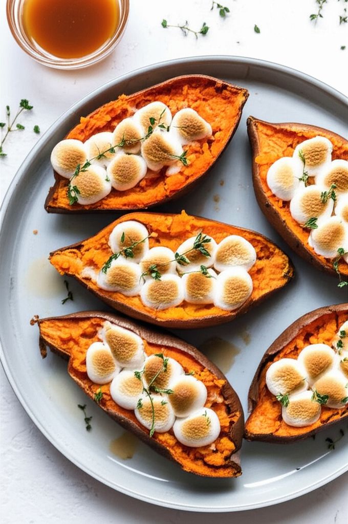 Twice-Baked Sweet Potatoes with Browned Butter and Toasted Marshmallows