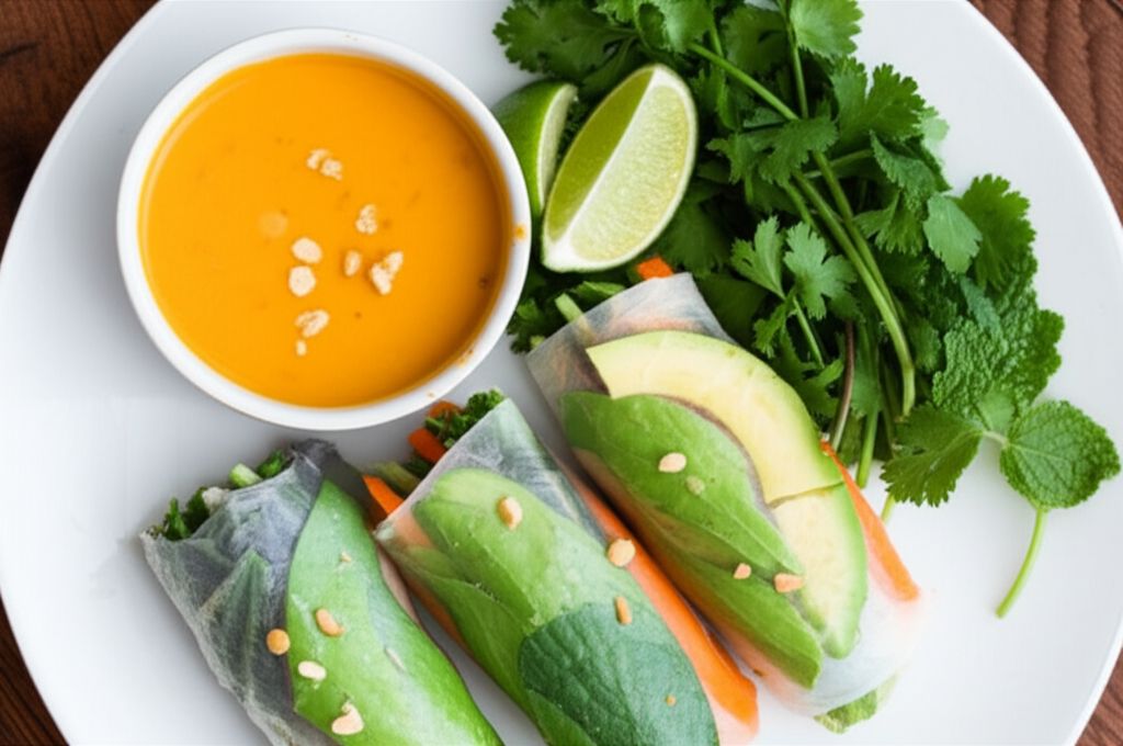 Veggie Spring Rolls with Thai Mango Dipping Sauce
