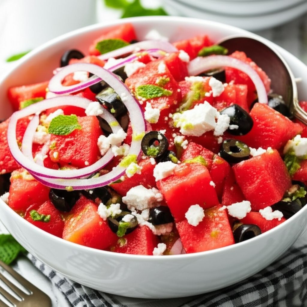 Watermelon Salad with Mint Dressing