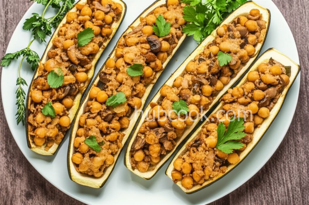 Zucchini with Chickpea and Mushroom Stuffing