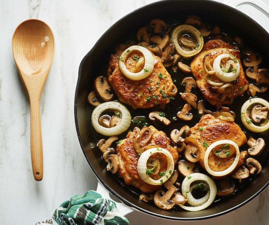 Baked Chicken Thighs with Mushrooms and Onions