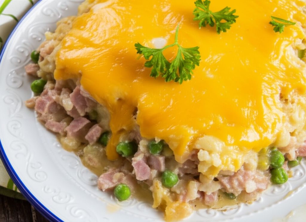 Cheesy Leftover Ham and Mashed Potato Casserole