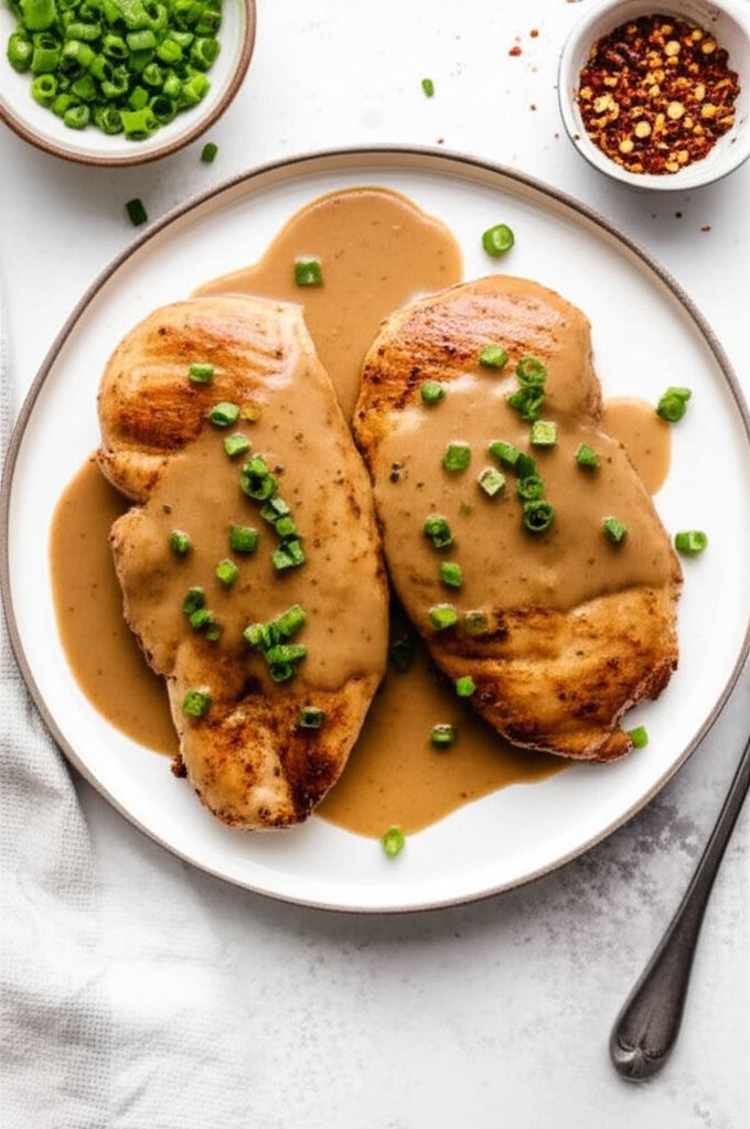 Chicken Breasts with Chipotle Green Onion Gravy