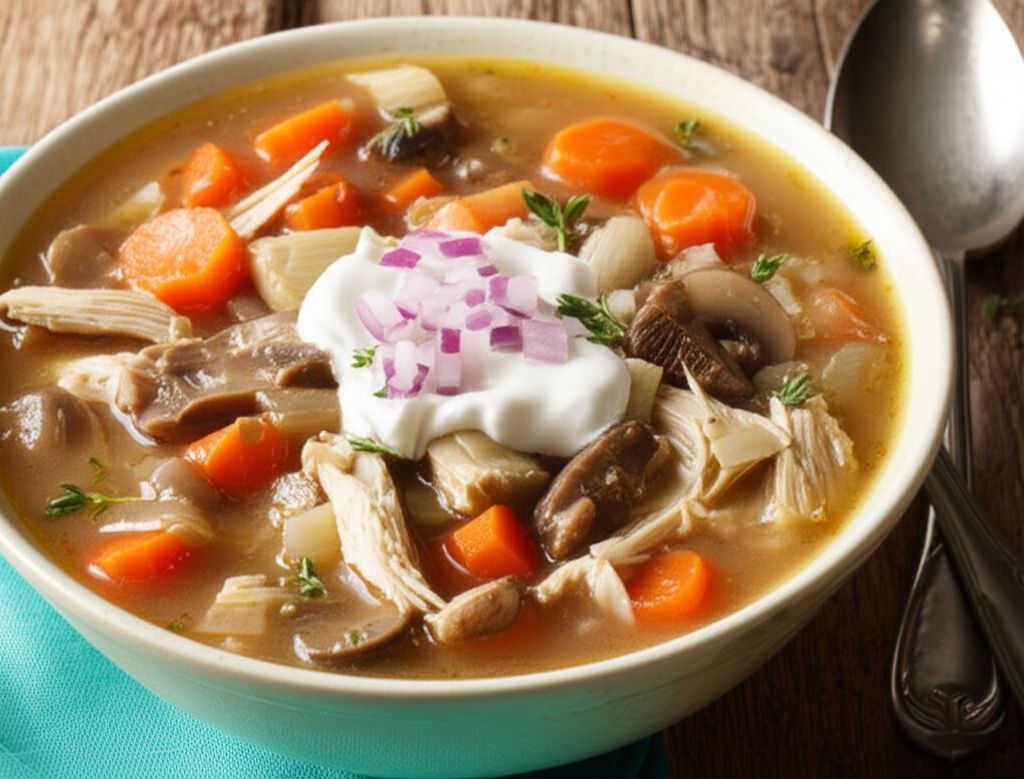 Chicken, Mushroom, and Rice Soup