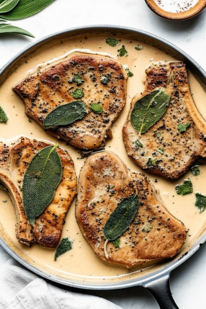Creamy Sage and Garlic Pork Chops