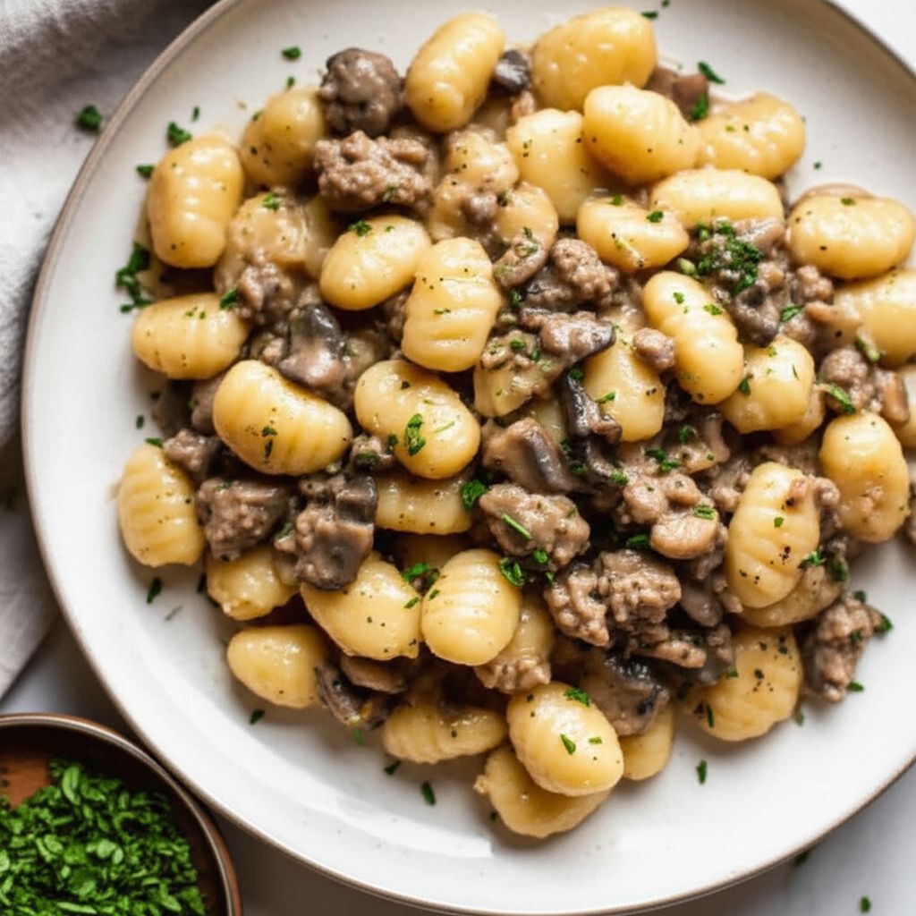 Creamy Sausage and Mushroom Gnocchi Skillet