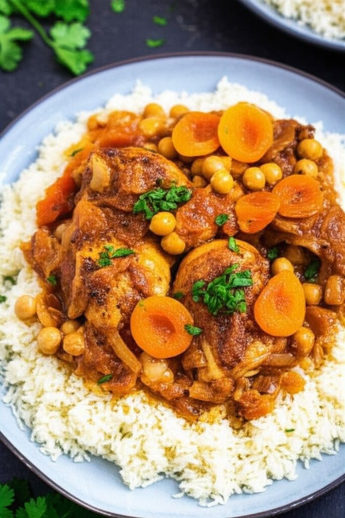 Instant Pot Chicken Tagine with Apricots and Chickpeas