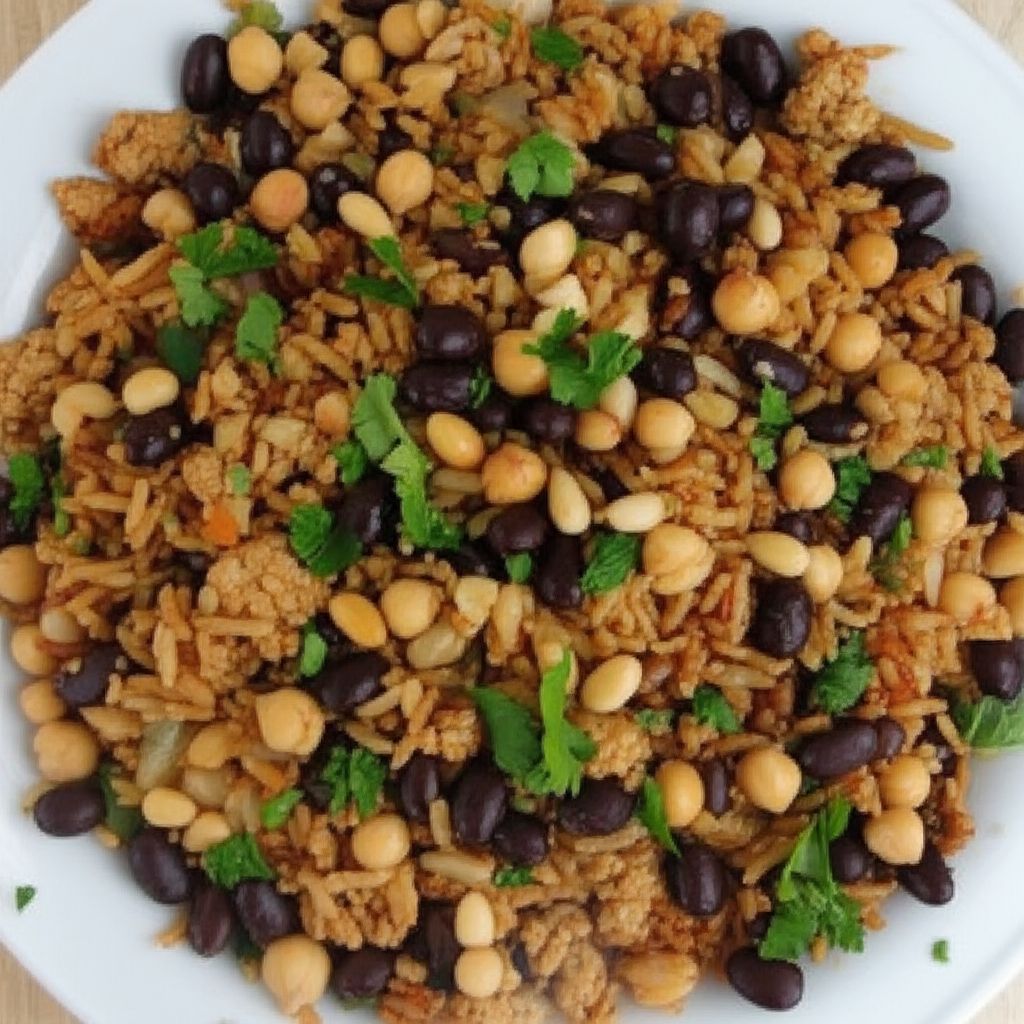 Middle Eastern Rice with Black Beans and Chickpeas