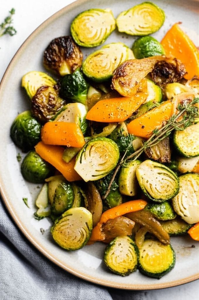 Roasted Summer Squash, Zucchini, and Brussels Sprouts