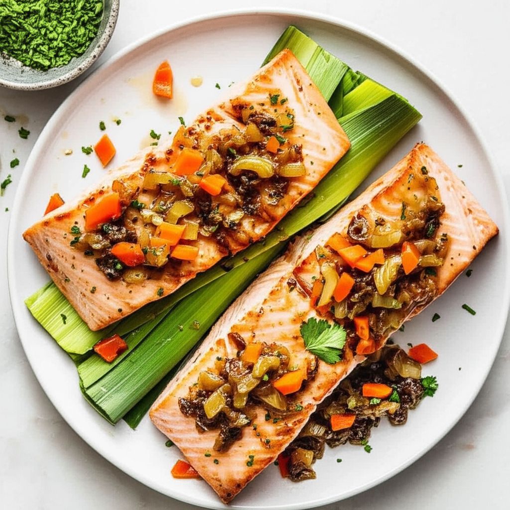 Salmon with Caramelized Leeks