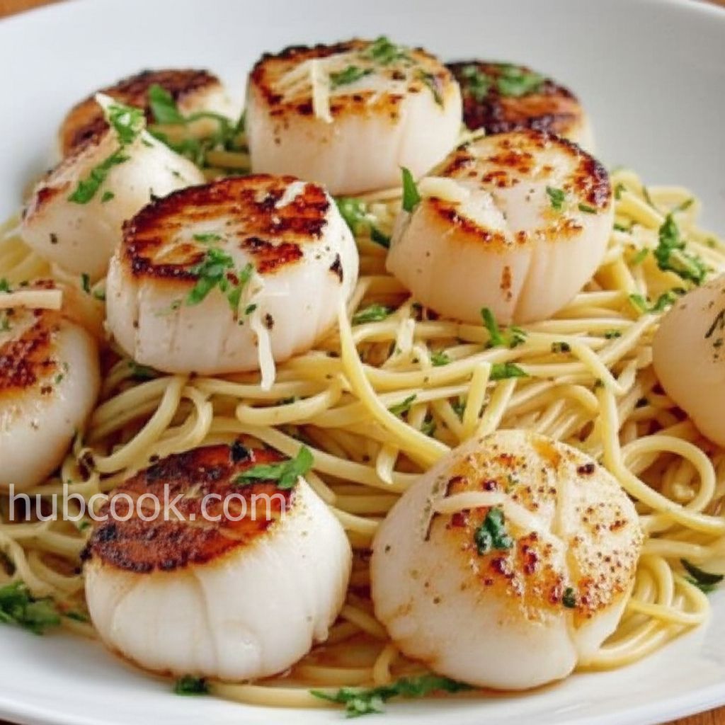 Savory Sea Scallops and Angel Hair Pasta