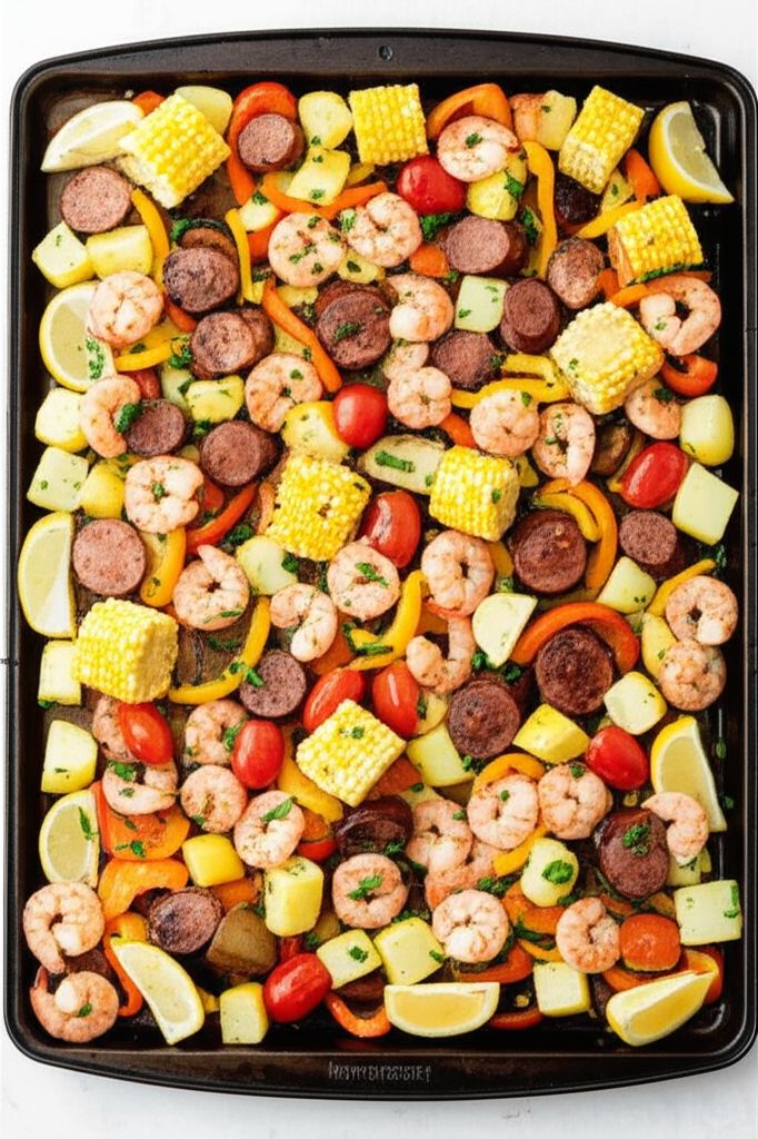 Sheet Pan Shrimp and Sausage Bake