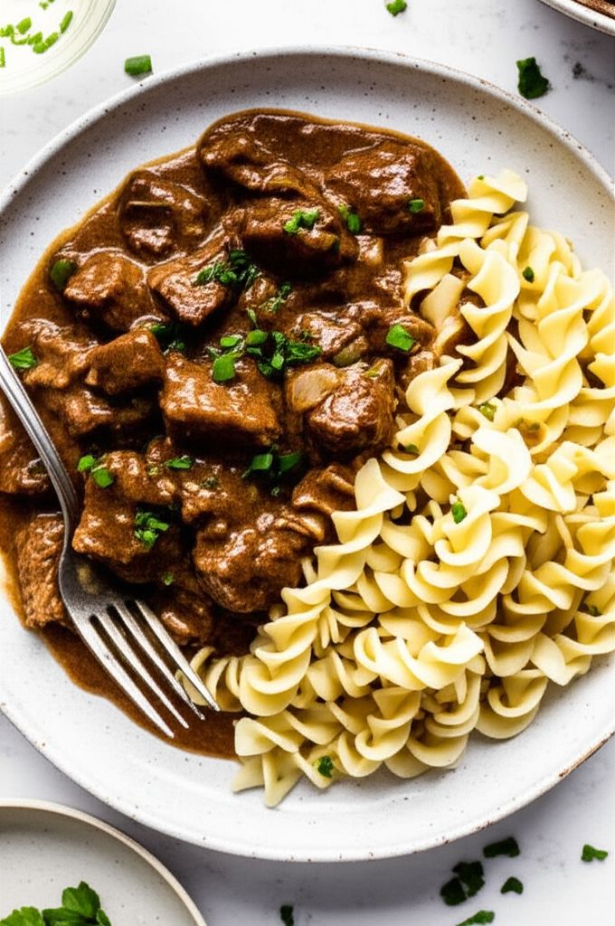 Simple Beef Tips and Noodles