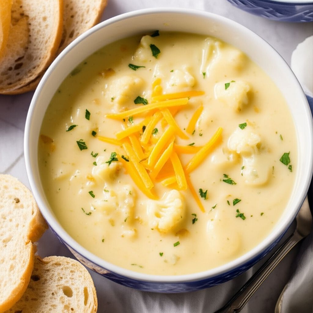 Simple Cheesy Cauliflower Soup