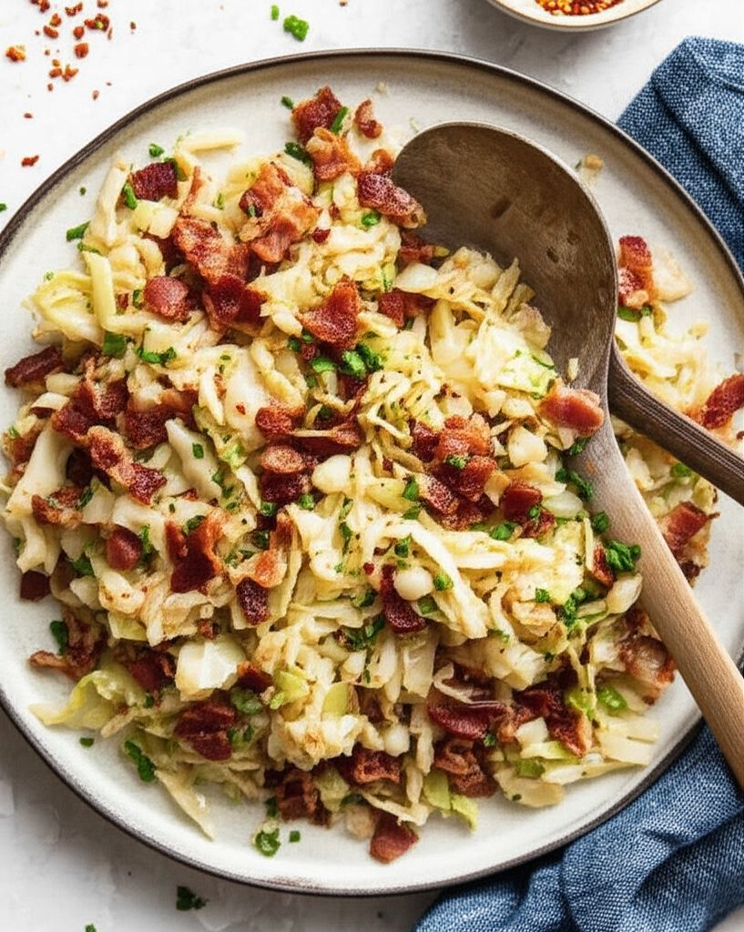 Southern Fried Cabbage with Bacon, Mushrooms, and Onions