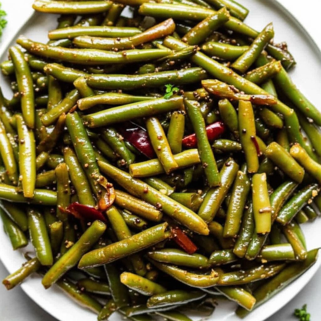 Spicy Indian Green Beans, Gujarati Style