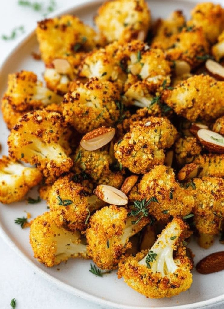 Air-Fried Cauliflower with Almonds and Parmesan