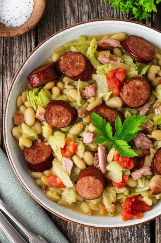 BDukes Lima Beans, Cabbage and Smoked Sausage