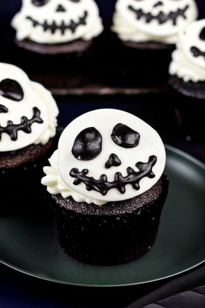 Creepy Halloween Skull Cupcakes