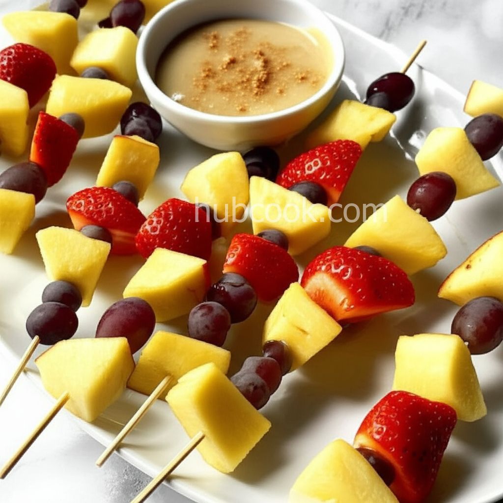 Fruit Skewers with Apple Cinnamon Dipping Sauce