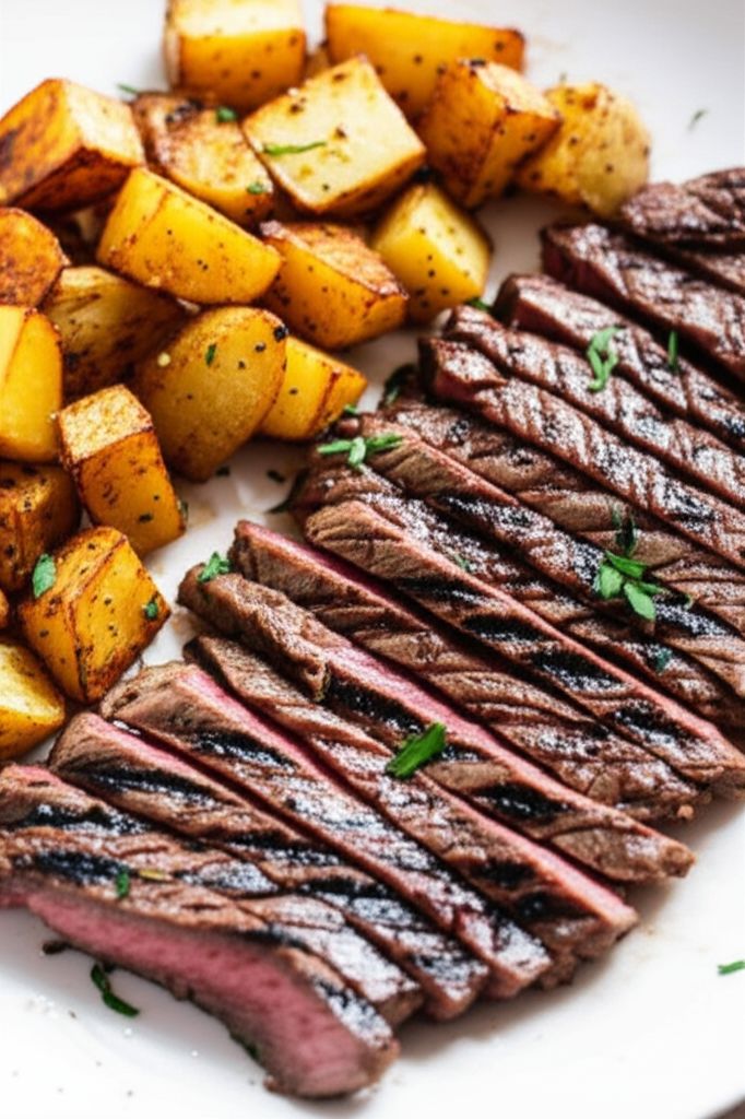 Grilled Skirt Steak with Roasted Potatoes