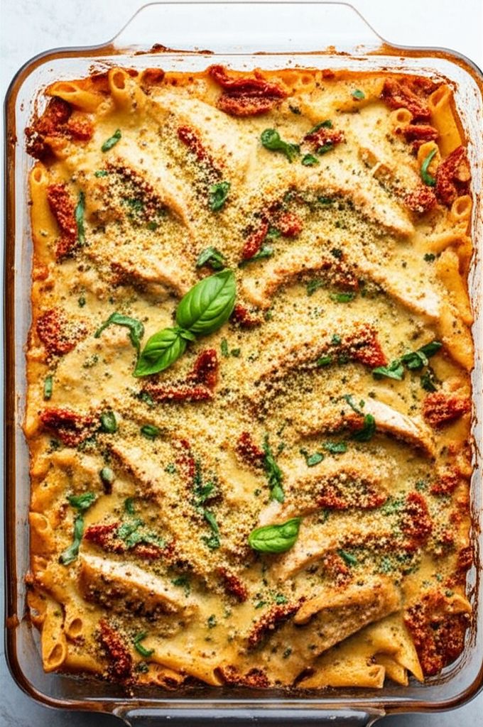 Marry Me Chicken Pasta Bake