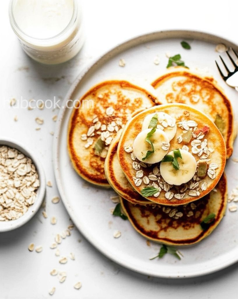 Oatmeal Rhubarb Pancakes