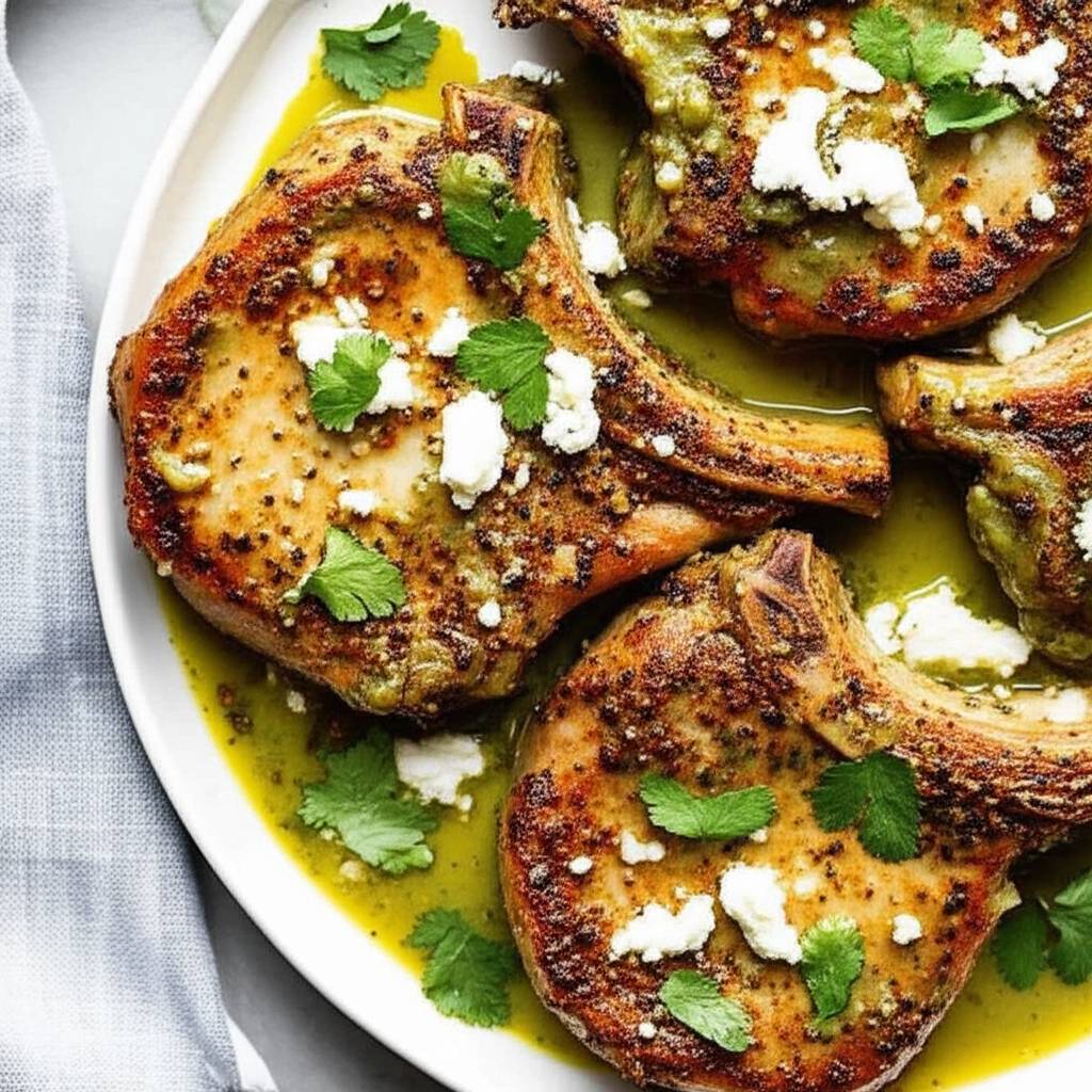 Pork Chops with Hatch Green Chili Sauce