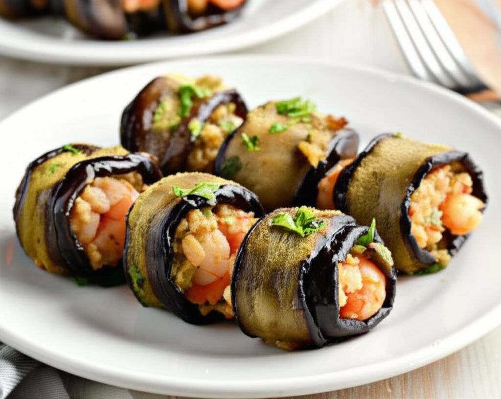 Shrimp-Stuffed Eggplant Rolls