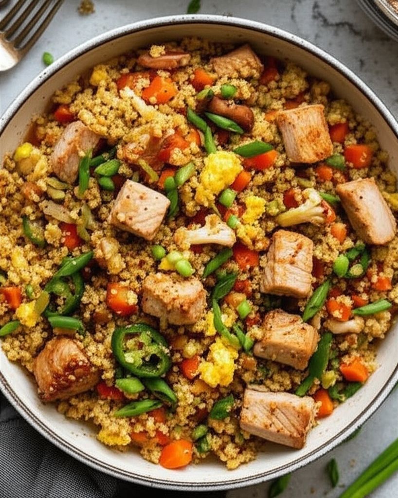 Spicy Cauliflower Fried 'Rice' with Pork