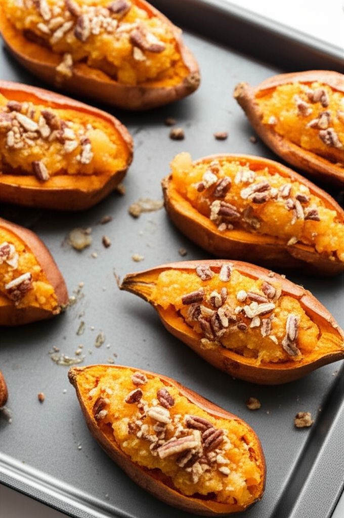 Stuffed Baked Sweet Potatoes with Pecans