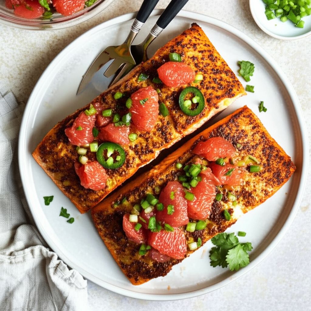 Sweet and Spicy Salmon with Grapefruit Salsa