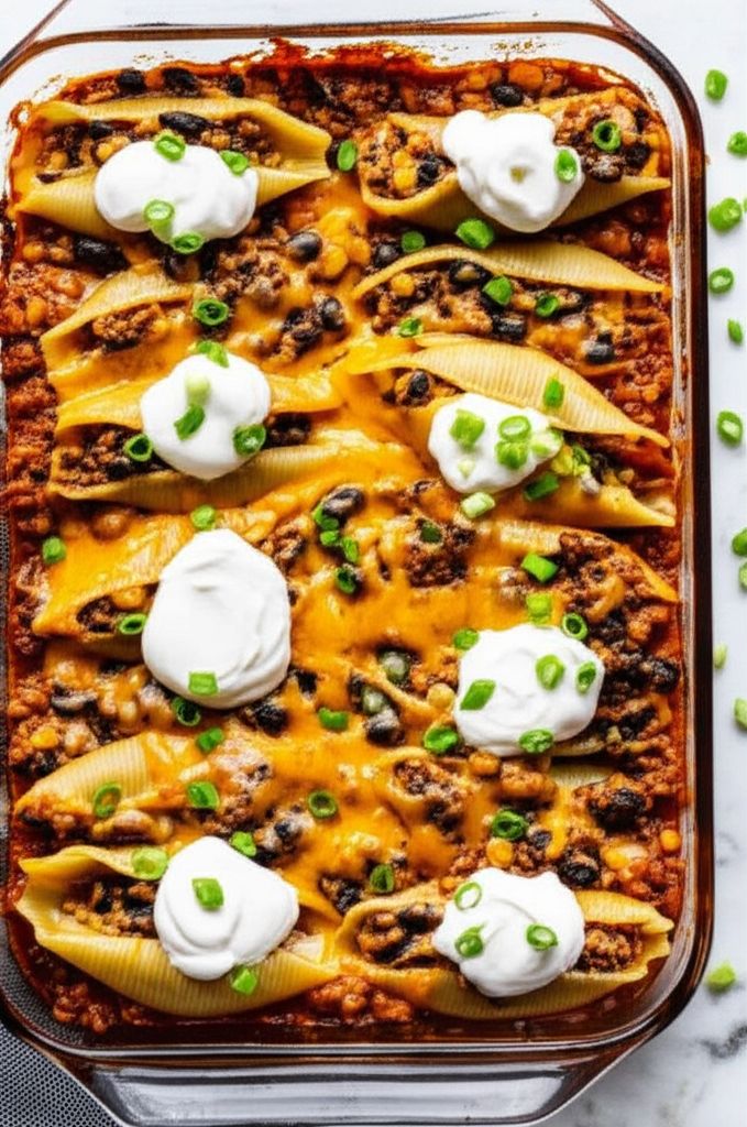 Tacos in Pasta Shells with Veggies