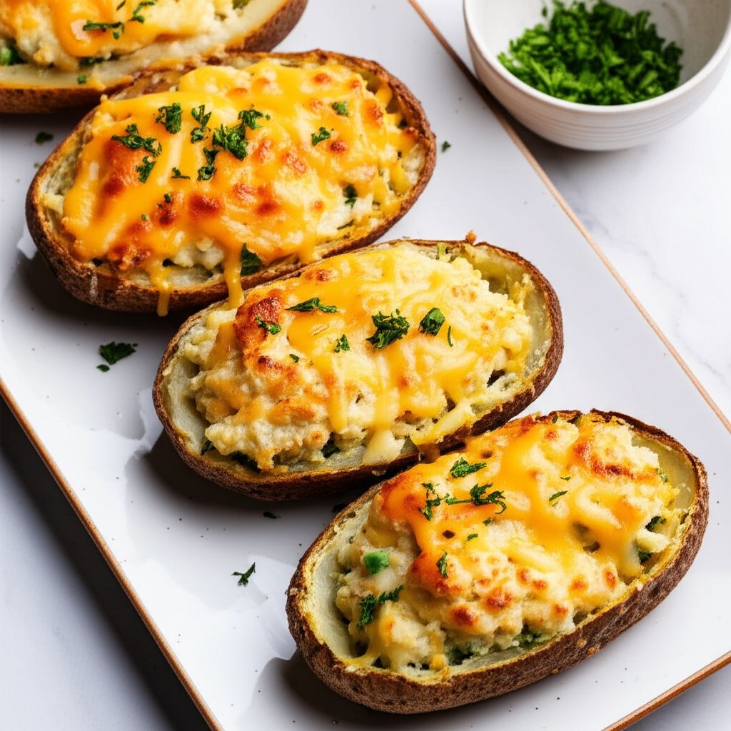 Twice Baked Chicken Pot Pie Potatoes