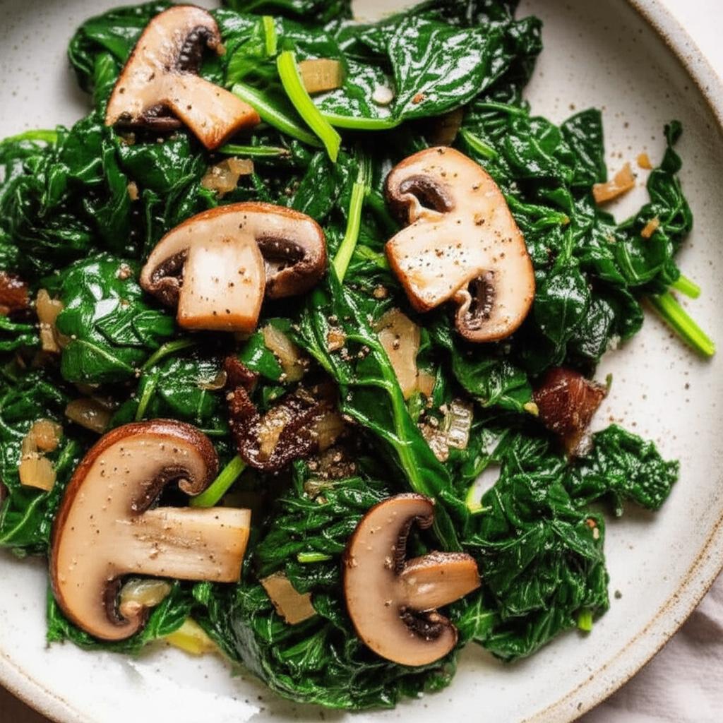 Wilted Arugula and Portobello Mushrooms