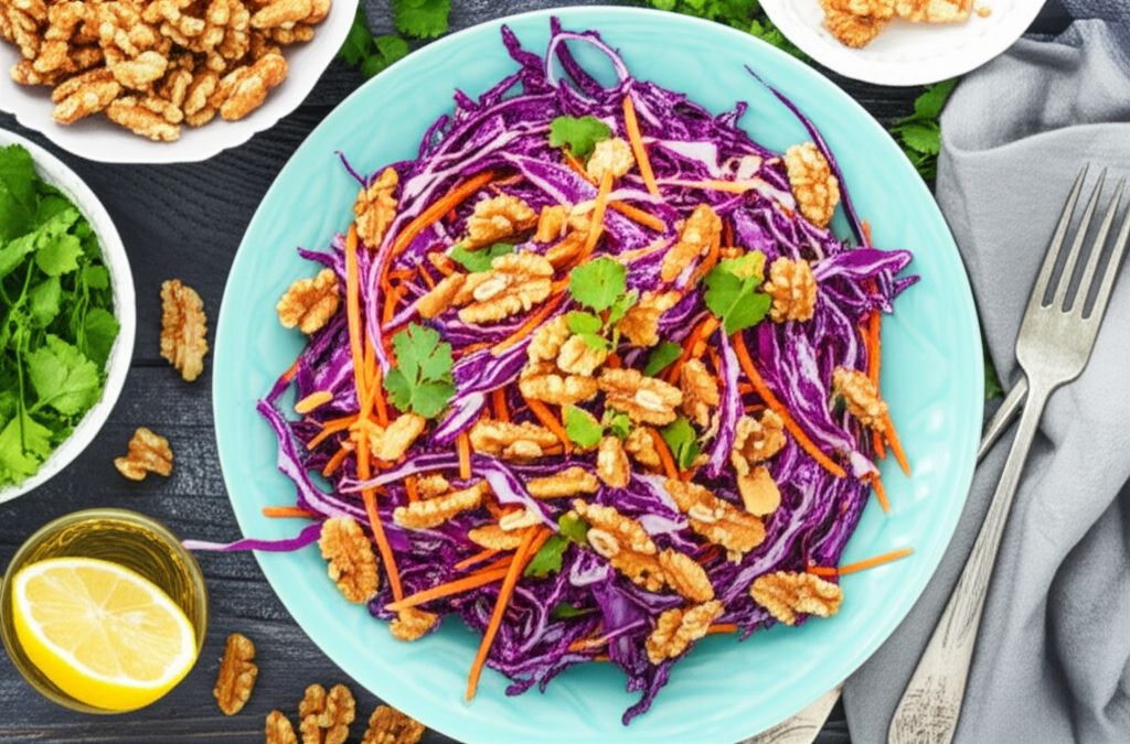 Asian Coleslaw with Candied Walnuts