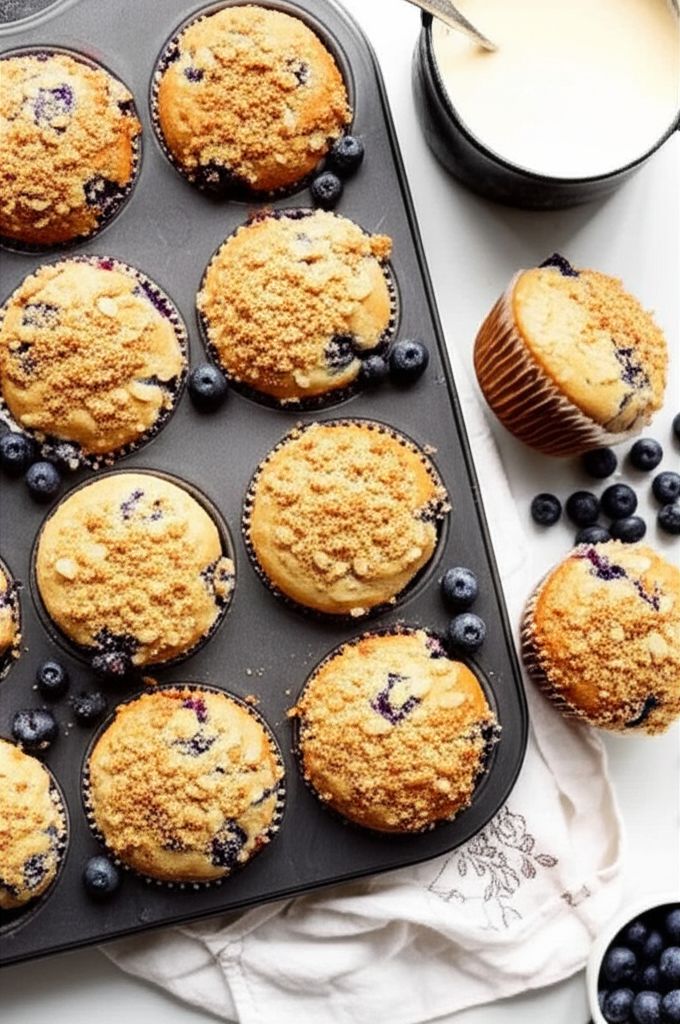 Blueberry Streusel Muffins with Yogurt