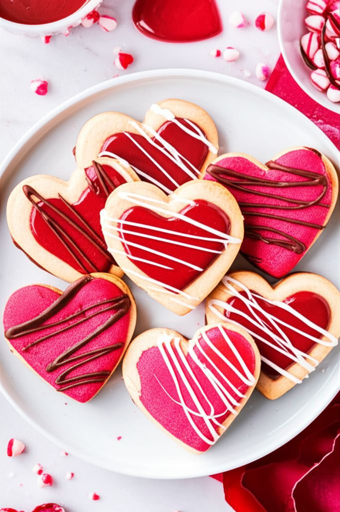 Chocolate Filled Peppermint Valentine Heart Cookies