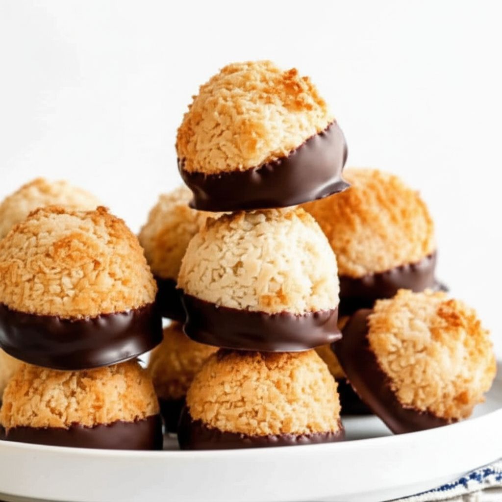 Chocolate-Dipped Coconut Macaroons