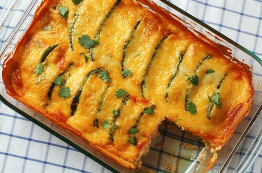 Hatch Chile Relleno Casserole with Ranchero Sauce
