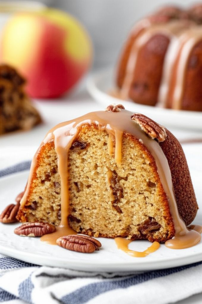 Jim's Apple Raisin Pound Cake with Praline Glaze
