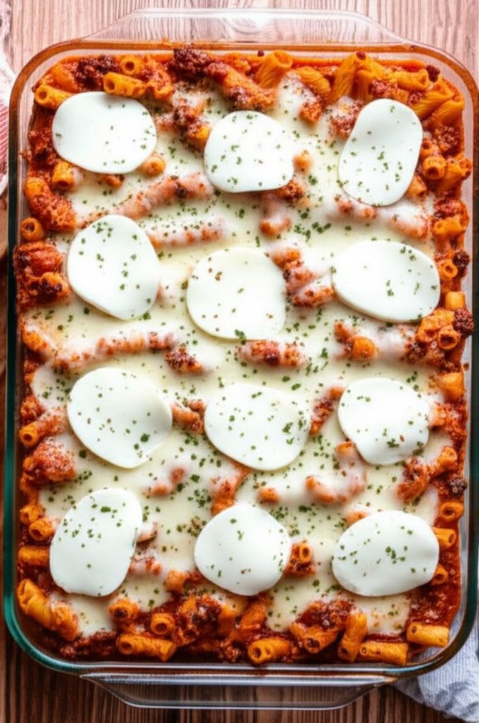 Miles of Mozzarella Baked Mostaccioli