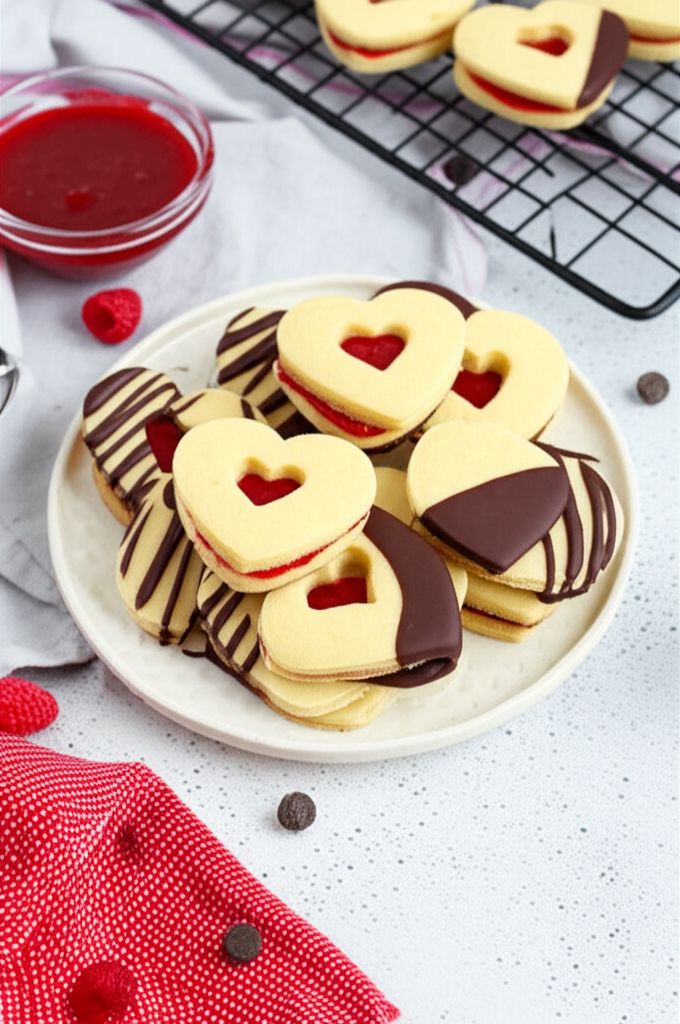 Old Fashioned Butter Valentine Cookies Dipped in Chocolate