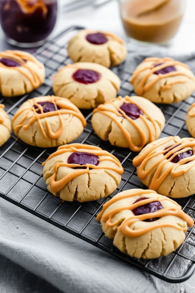 Peanut Butter and Jelly Thumbprint Shortbread Cookies