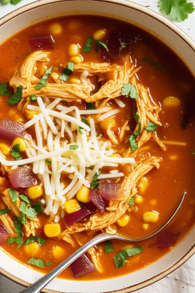Slow Cooker BBQ Chicken Pizza Soup