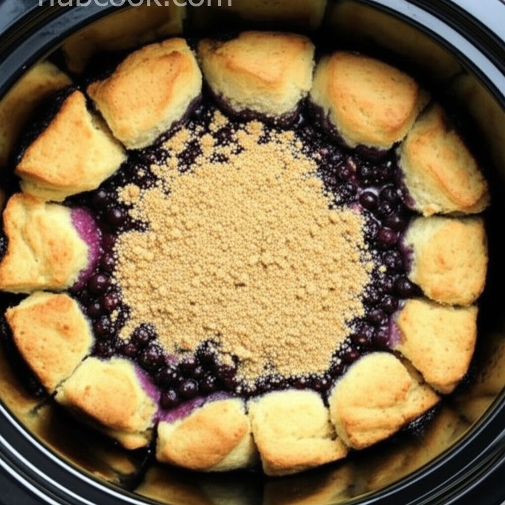 Slow Cooker Blueberry Biscuit Cobbler