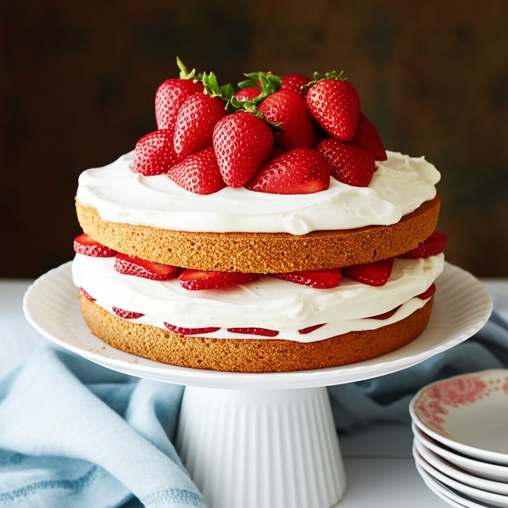 Vanilla Layer Cake with Strawberries