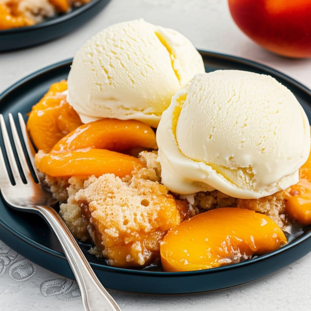 4-Ingredient Slow Cooker Peach Cobbler