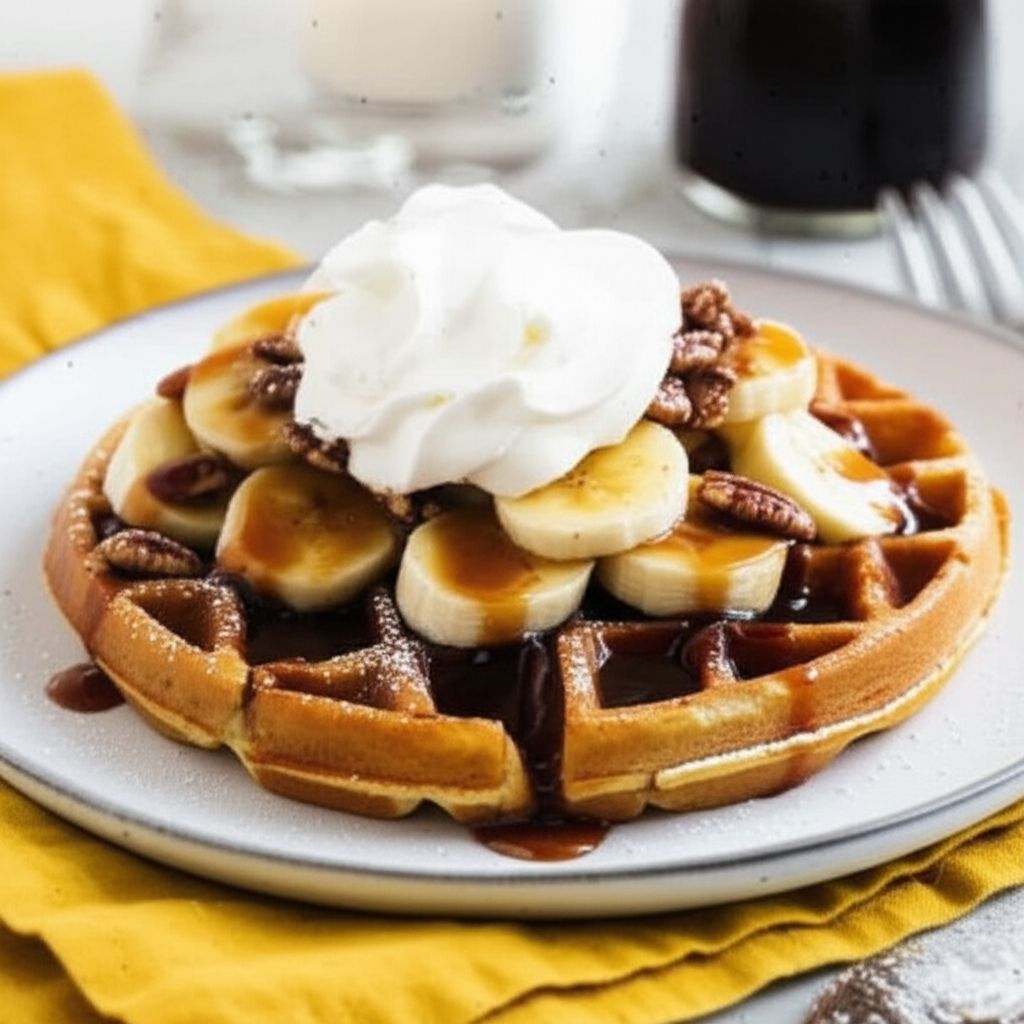 Bananas Foster Belgian Waffles